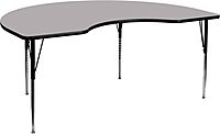 Flash Furniture Wren 48''W x 72''L Kidney Grey Thermal Laminate Activity Table - Standard Height Adjustable Legs