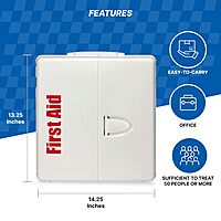 First Aid Only 90580 50-Person SmartCompliance OSHA First Aid Cabinet for Businesses, Large Plastic First Aid Cabinet Without Medications, 203 Pieces