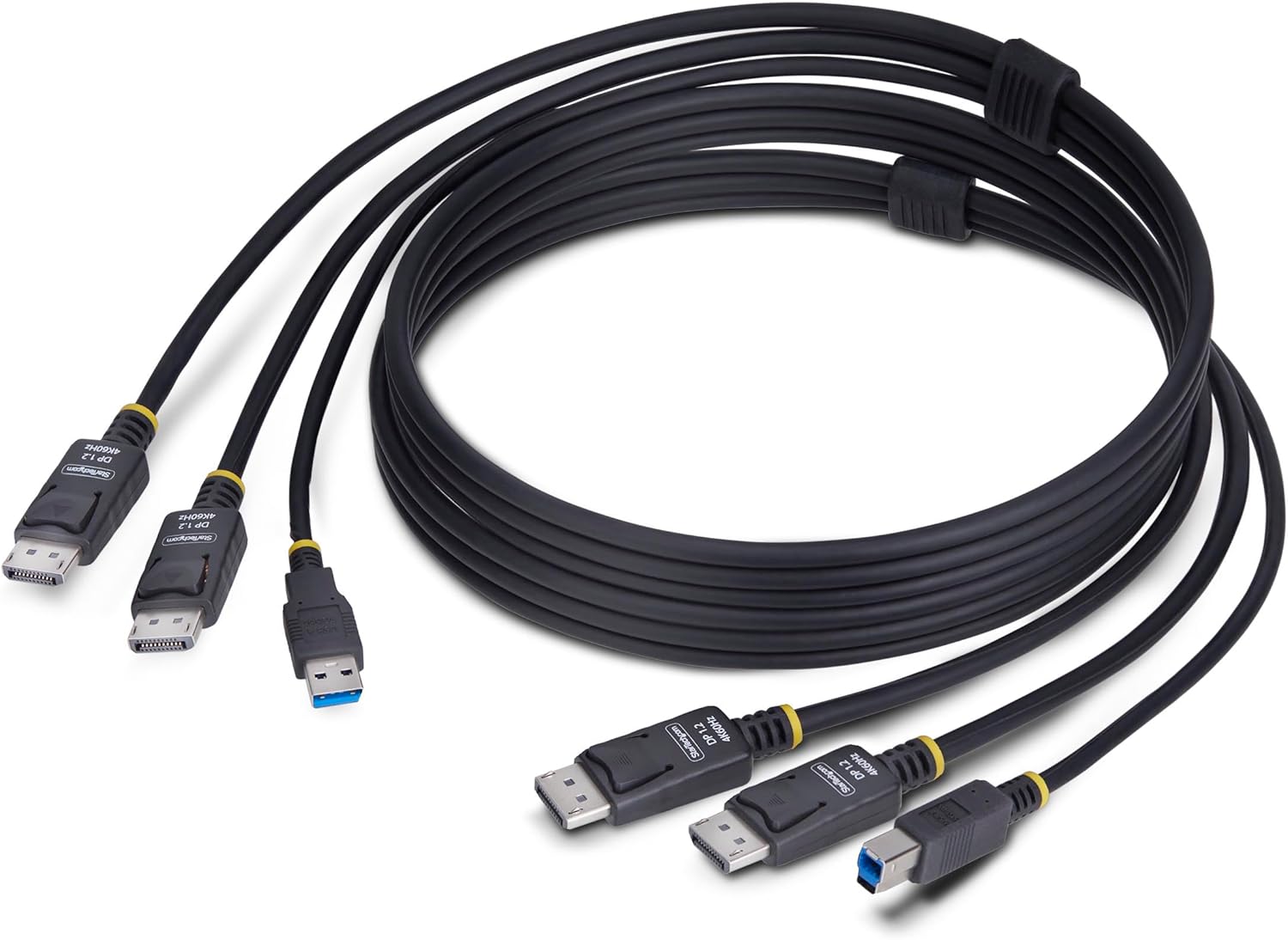 StarTech.com 6ft (1.8m) Dual-DisplayPort and USB 5Gbps KVM Cable, 4K 60Hz, Universal Compatible Combo Cable for KVM Switches
