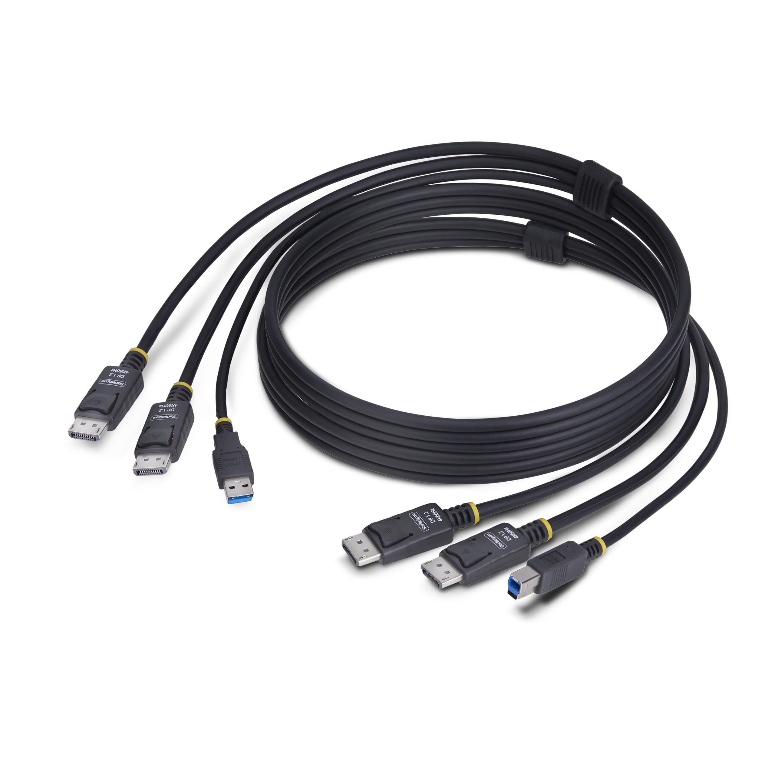 StarTech.com 6ft (1.8m) Dual-DisplayPort and USB 5Gbps KVM Cable, 4K 60Hz, Universal Compatible Combo Cable for KVM Switches