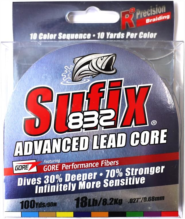 Sufix 832 Advanced Lead Core - 18lb - 10-Color Metered - 100 yds
