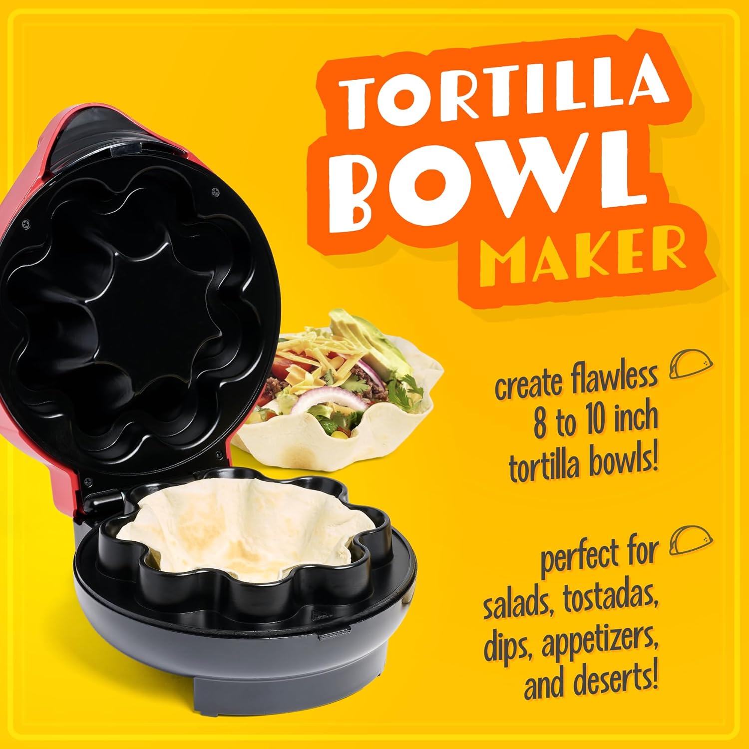 TACO TUESDAY Deluxe Electric Quesadilla & Tortilla Bowl Maker