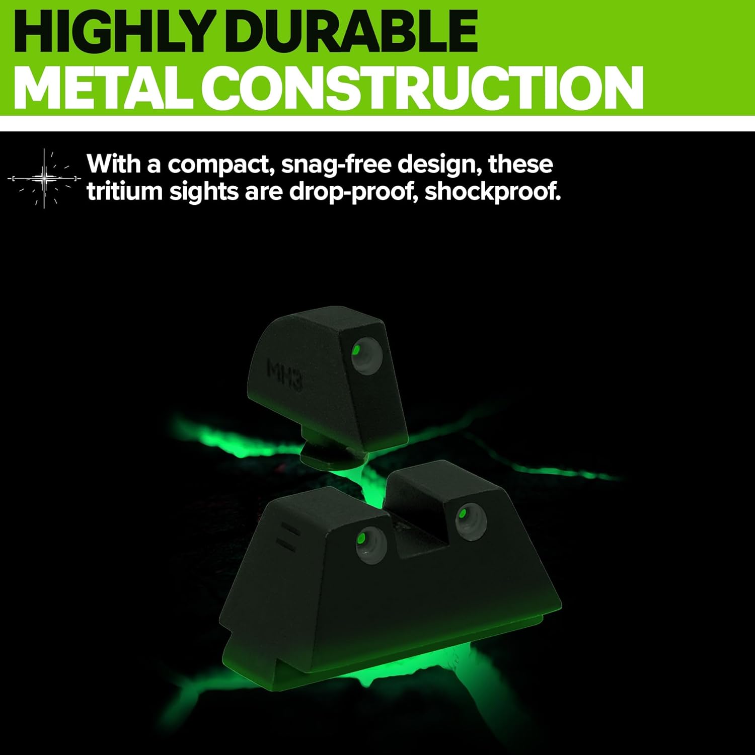 Meprolight Tru-Dot Tritium Suppressor Height Pistol Night Sights, Tritium Green Dot Front Sight