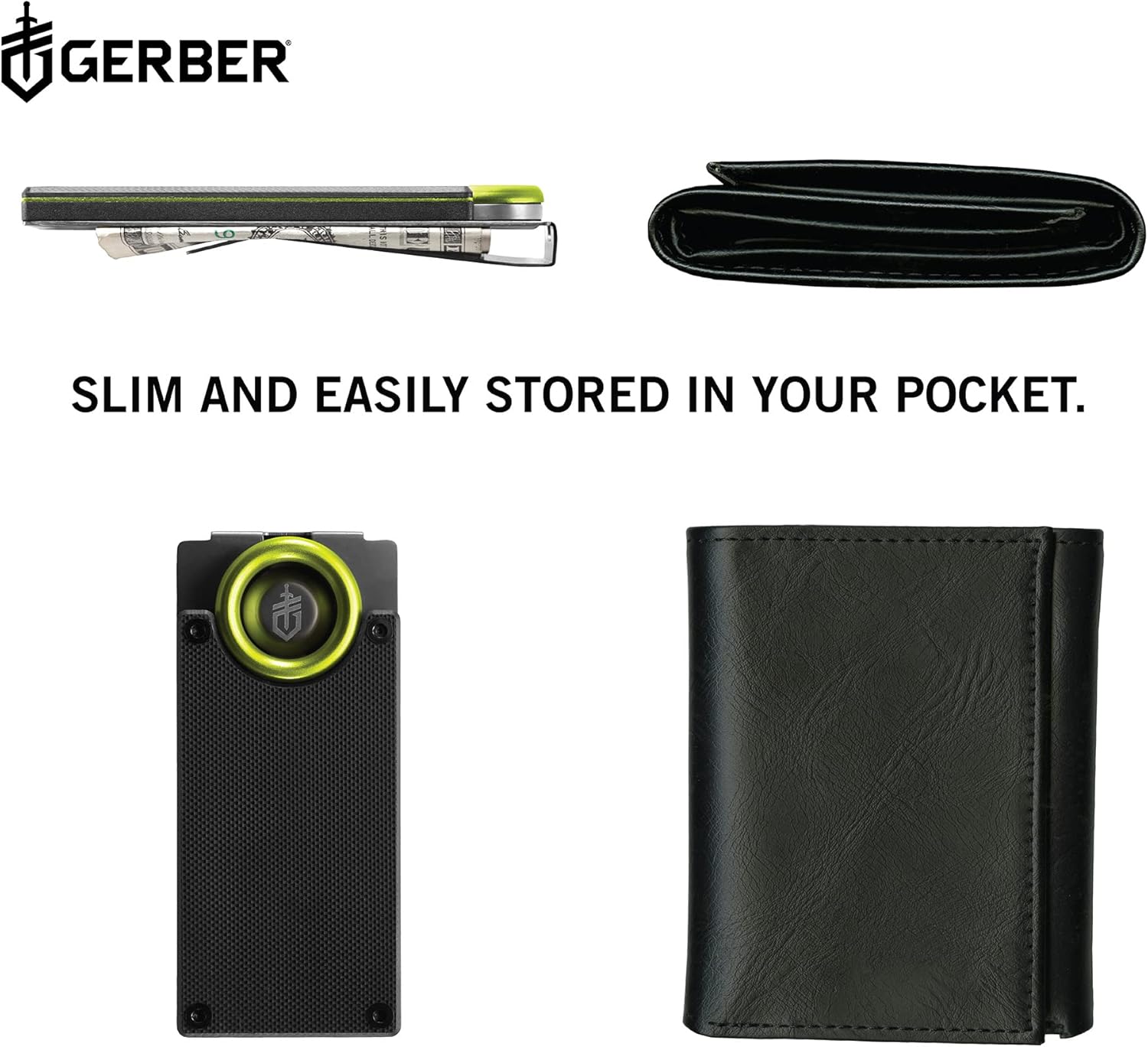 Gerber Gear GDC Money Clip with Pocket Knife - Fixed Blade Knife and Case - EDC Gear and Equipment - Stainless Steel