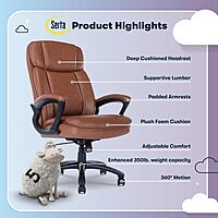 Serta Fairbanks Big & Tall Executive Office Chair, Ergonomic Comfy High-Back ComputerChairs with Lumbar Support