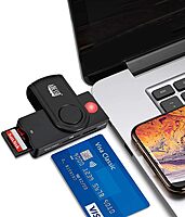 SCR-200 Smart Card CAC Reader for ID, Credit Card, SD, Micro SD, SIM, and M2 Smartfold Smart Card Reader