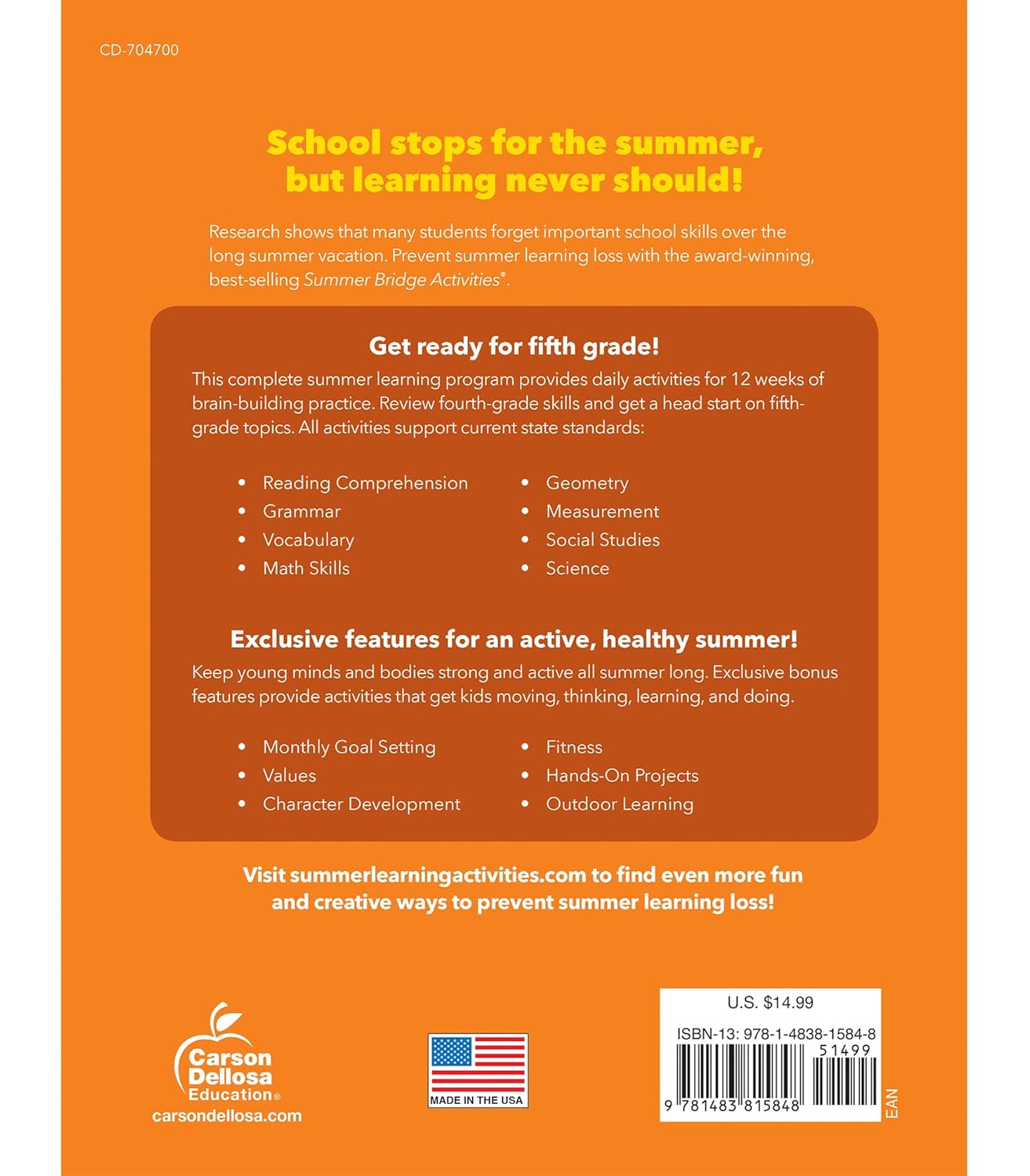 Summer Bridge Activities 4th to 5th Grade Workbooks All Subjects, Activity Book With Math, Reading Comprehension, Science