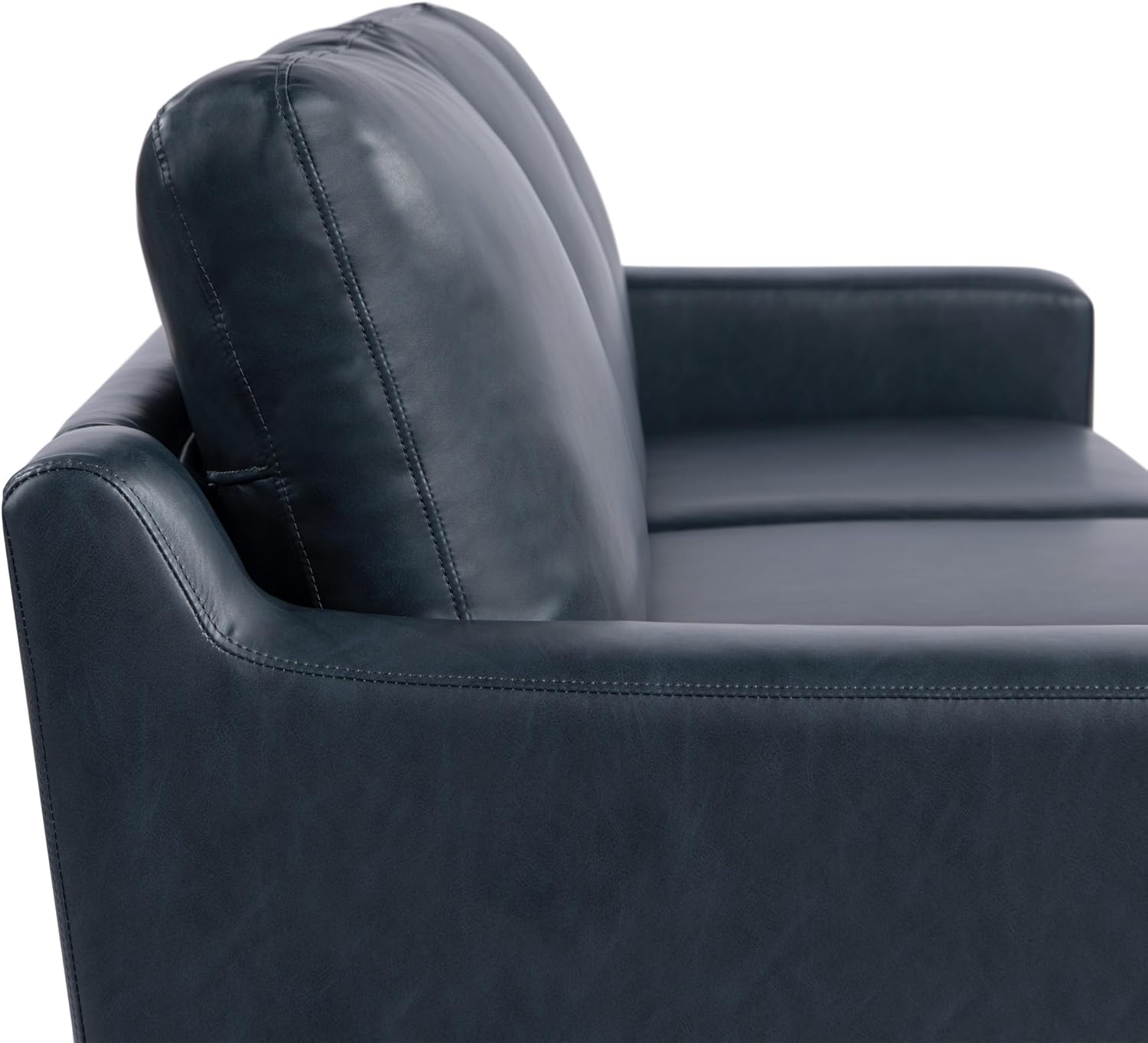 Serta Florence Faux Leather Sofa, 35inH x 78inW x 33-1/2inD, Navy