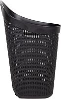 MIND READER 60L Rolling Laundry Hamper, Wicker-Style Plastic, Wheels