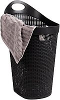 MIND READER 60L Rolling Laundry Hamper, Wicker-Style Plastic, Wheels