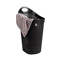 MIND READER 60L Rolling Laundry Hamper, Wicker-Style Plastic, Wheels