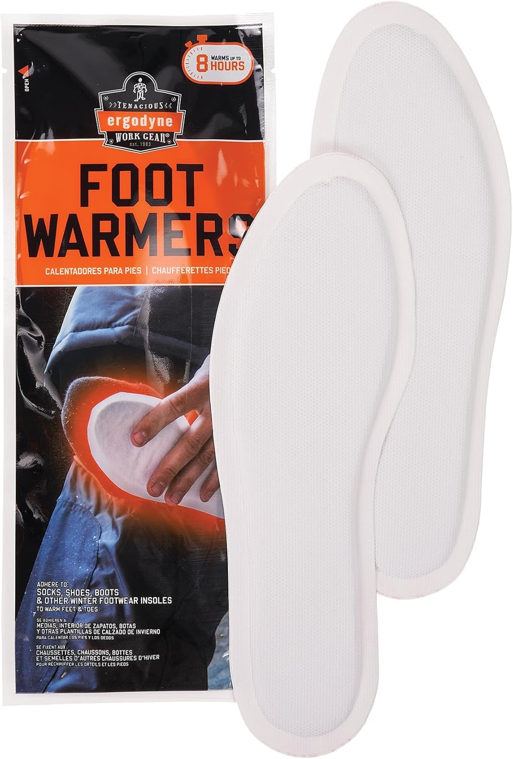 Ergodyne N-Ferno 6995 Foot Warming Packs, 3in x 10in, White, Case Of 20 Packs