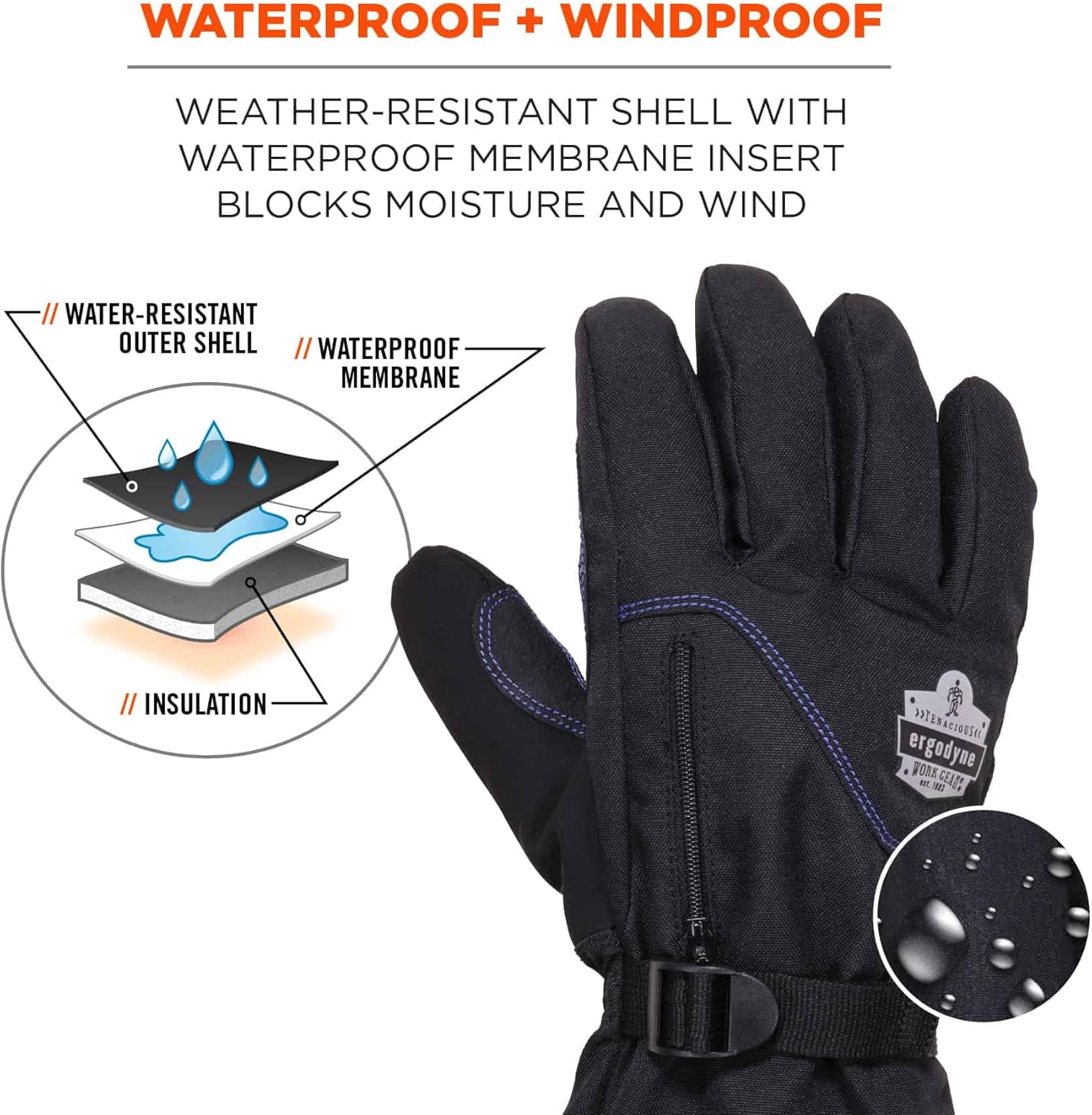 ERGODYNE ProFlex 825WP Thermal Waterproof Winter Work Gloves
