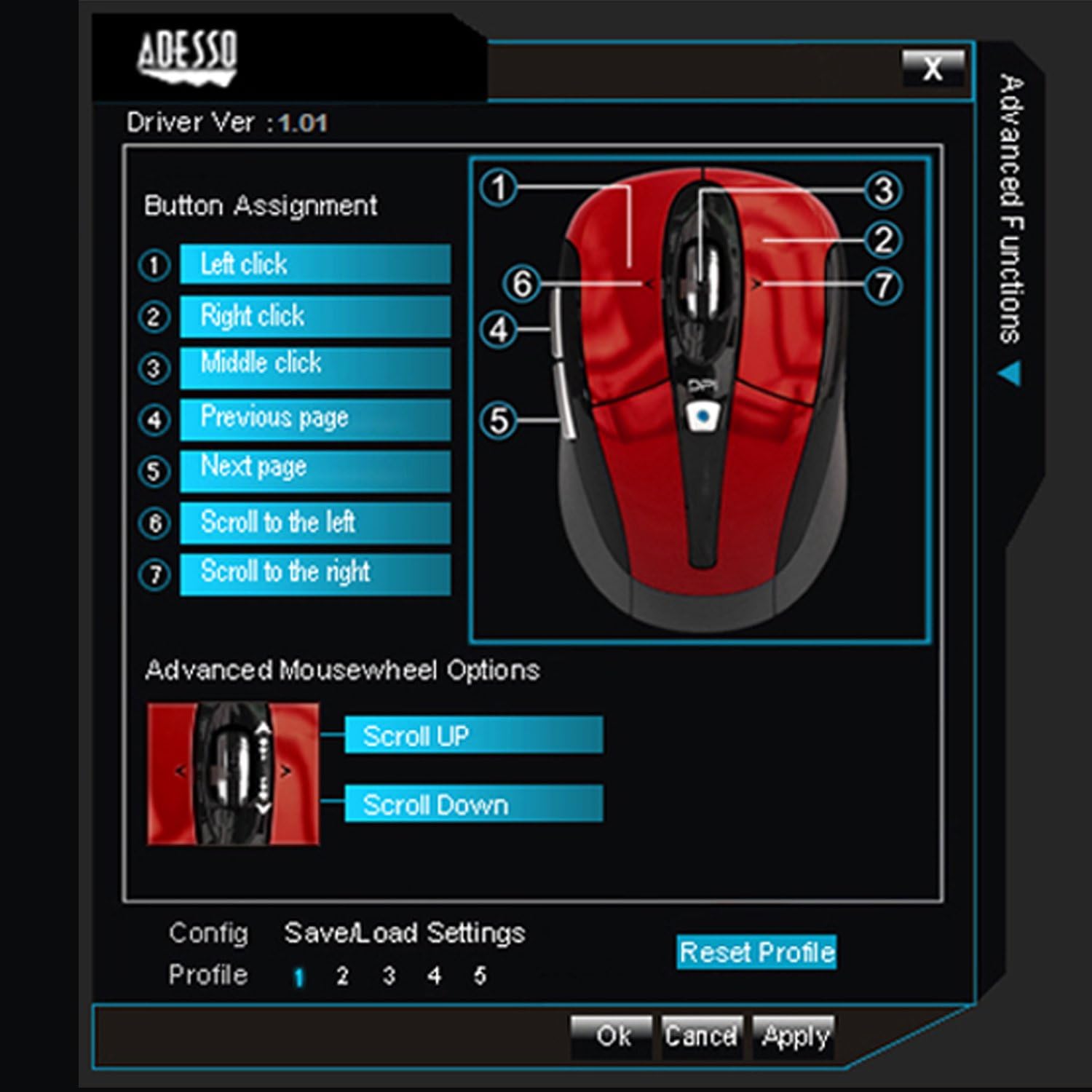ADESSO iMouse S60 Wireless Optical Mouse with 2.4 GHz RF, Programmable Driver, Tilt-Wheel Scrolling