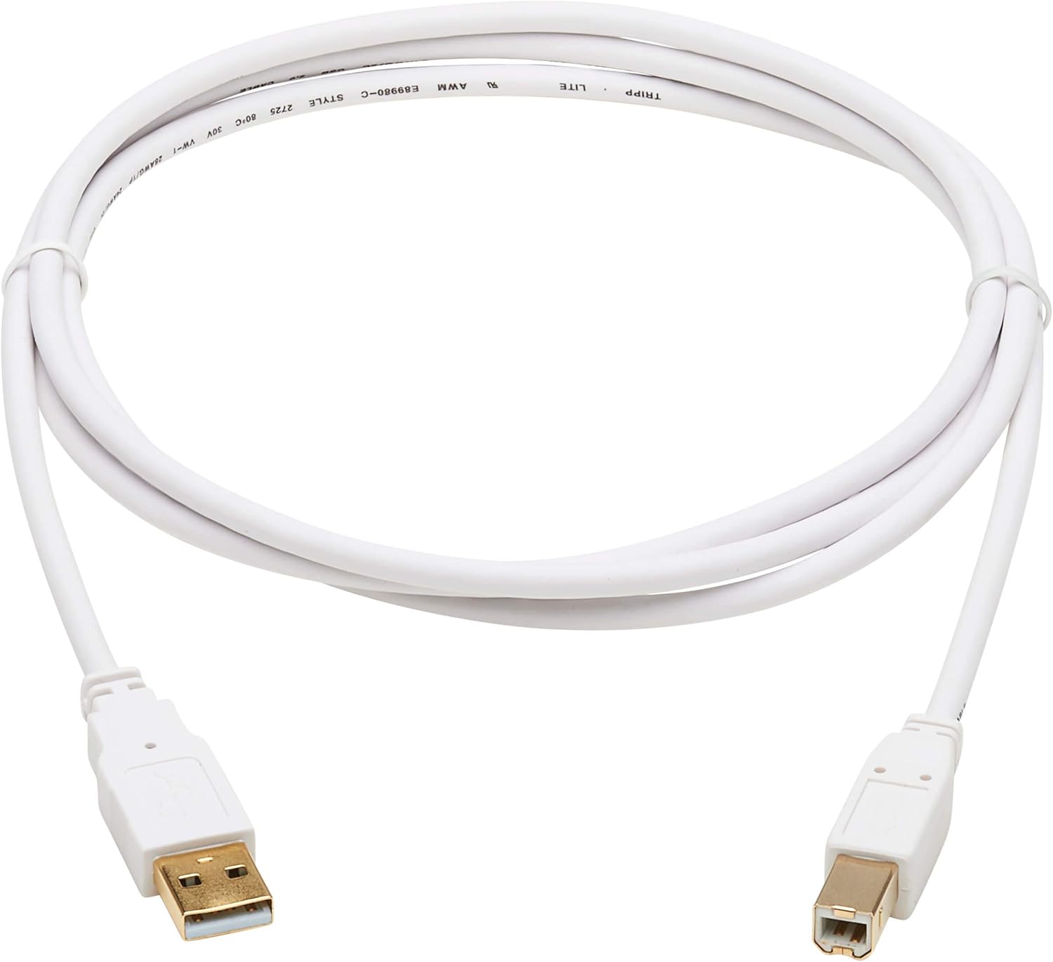 Tripp Lite, Safe-IT, USB-A to USB-B, USB 2.0 (M/M), Hospital-Grade Protection, PVC VW-1 Jacket, White, 6 Feet / 1.83 Meters