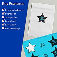 Avery Printable Star Labels, Sure Feed Technology, 2-1/4" x 2-3/8", Bright Blue, Print-to-the-Edge, Laser/Inkjet