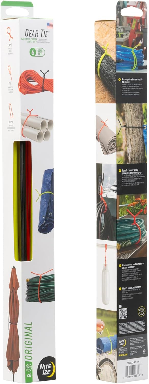 Nite Ize Original Gear Tie, Reusable Rubber Twist Tie