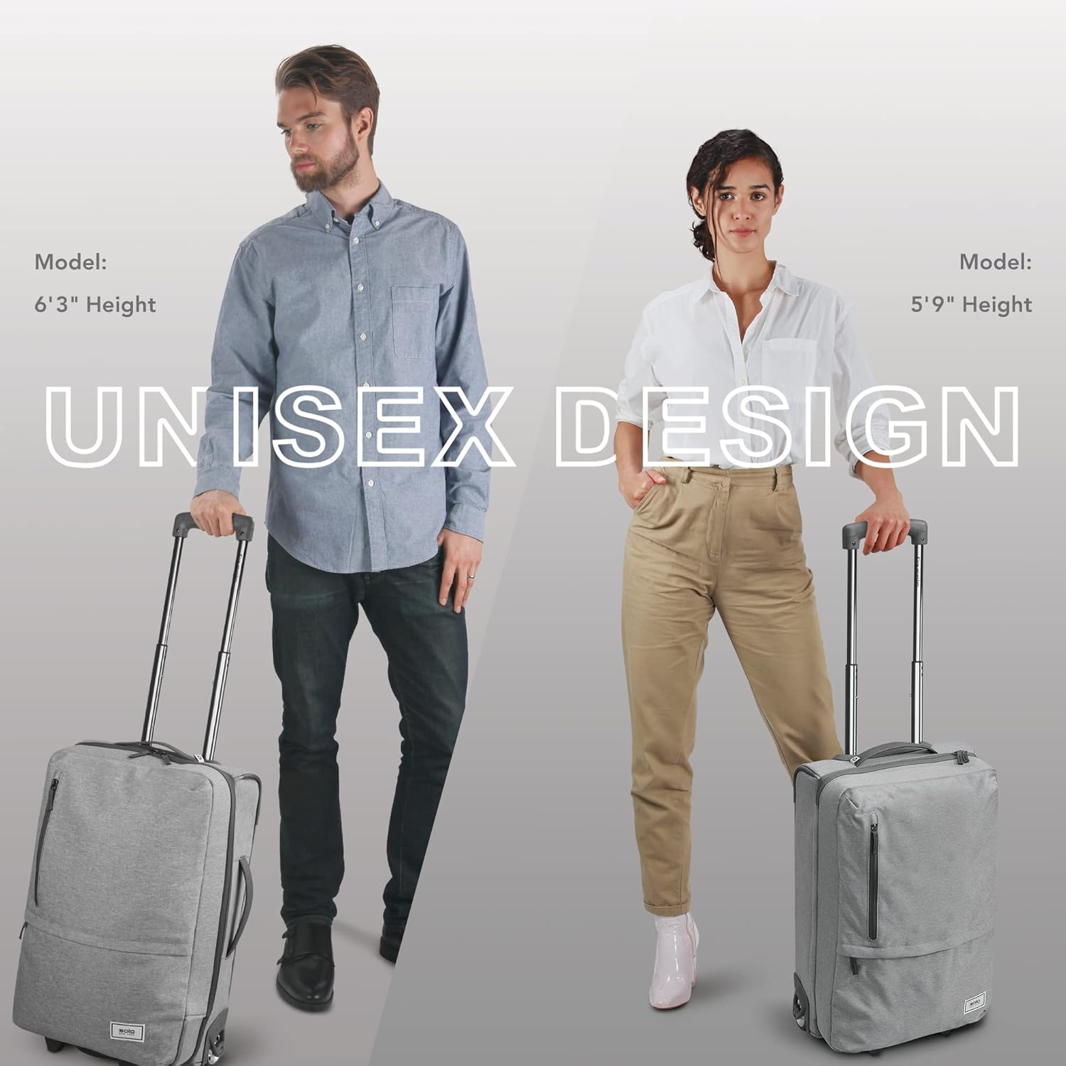 Solo New York 22 Inch Carry On Luggage - Softside Suitcases for Travel, Wheeled Rolling Bag, 2 Wheel Upright