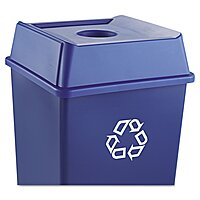 Rubbermaid Commercial Products Untouchable Square Bottle/Can Recycling Lid for 35G & 50G Containers, Blue Recycling