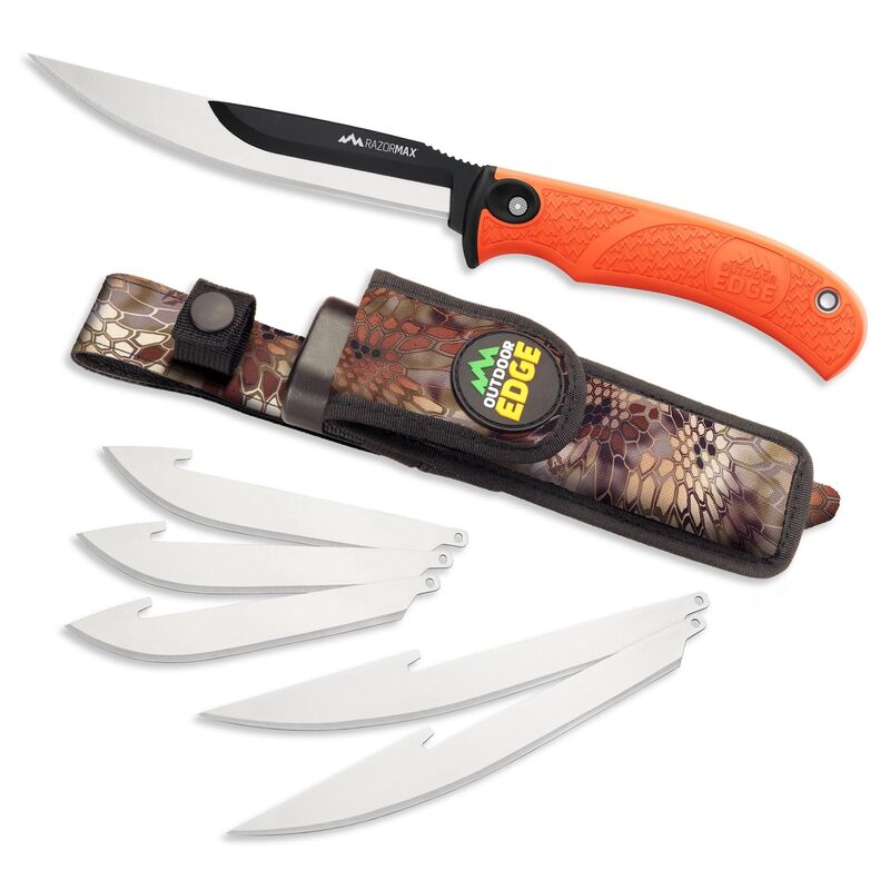 OUTDOOR EDGE RazorMax Replaceable Fixed Blade Hunting Knife with Drop-Point & Boning/Fillet Blades