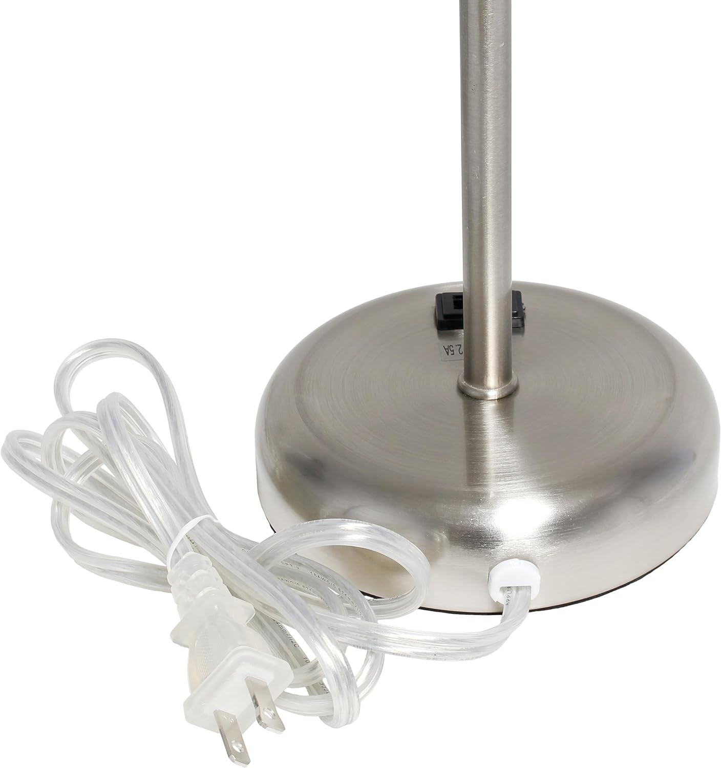 LIMELIGHTS Simple Designs LT2024 Stick Table Lamp with Charging Outlet and Drum Fabric Shade