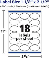 AVERY Matte White Oval Labels, Sure Feed Technology, 1.5" x 2.5"