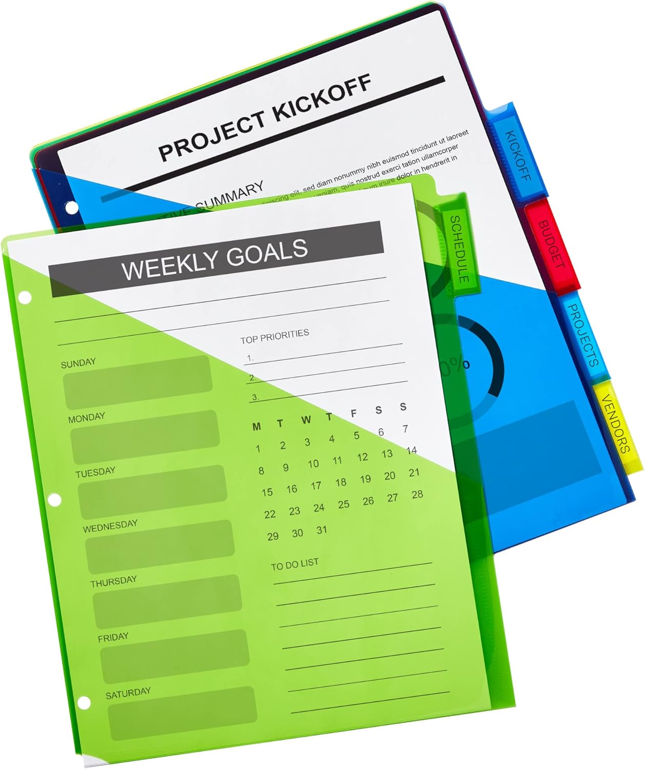 AVERY Dividers for 3-Ring Binders, Big Tab Insertable Two-Pocket Plastic Dividers, Multicolor