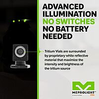 Meprolight Tru-Dot Tritium Suppressor Height Pistol Night Sights, Tritium Green Dot Front Sight, Set-Glock STD Frame Sup Height 8.89mm Rear-G/G
