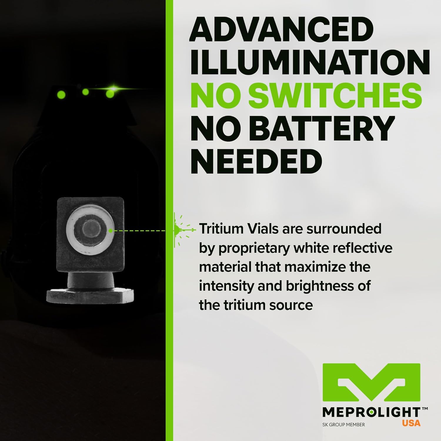 Meprolight Tru-Dot Tritium Suppressor Height Pistol Night Sights, Tritium Green Dot Front Sight