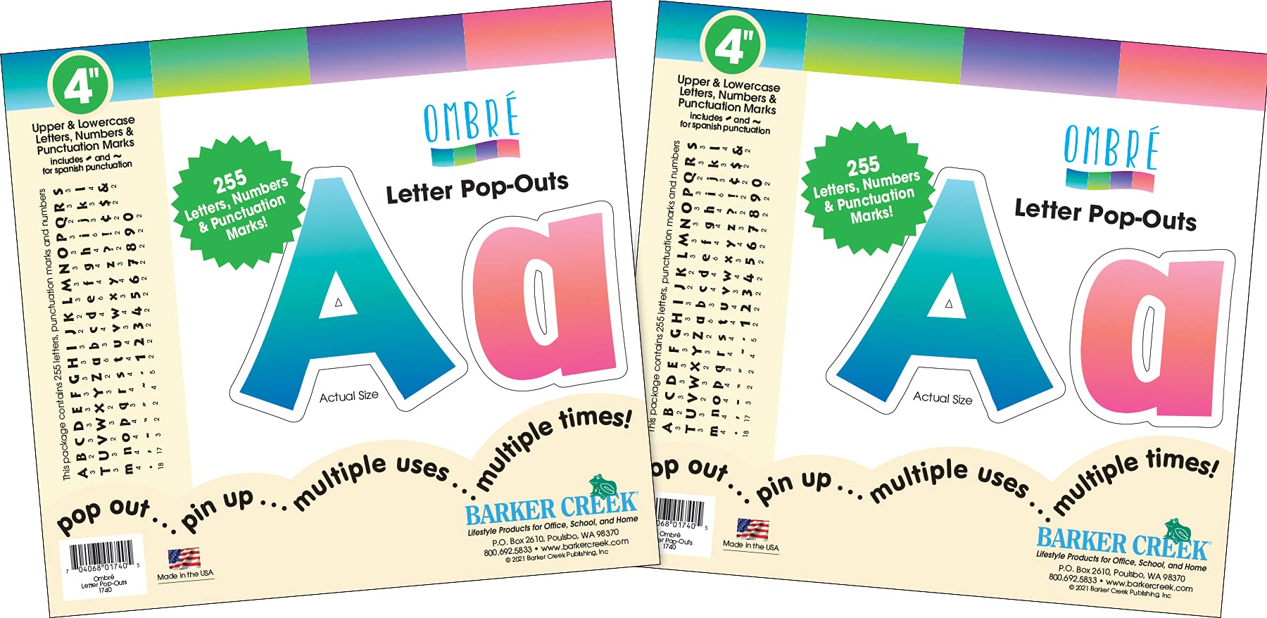 Barker Creek 4" Letter Pop-Outs, Ombré, Jazz Up Your Bulletin Boards with These Colorful Letters