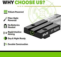 MEPROLIGHT MEPRO FT Bullseye Rear Sight - Fiber-Optic Tritium Pistol Sight, No Battery Required