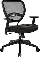 SPACE Seating Professional AirGrid Dark Back and Padded Black Eco Leather Seat, 2-to-1 Synchro Tilt Control, Adjustable Arms and Tilt Tension with Nylon Base Managers Chair