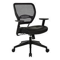 SPACE Seating Professional AirGrid Dark Back and Padded Black Eco Leather Seat, 2-to-1 Synchro Tilt Control, Adjustable Arms and Tilt Tension with Nylon Base Managers Chair