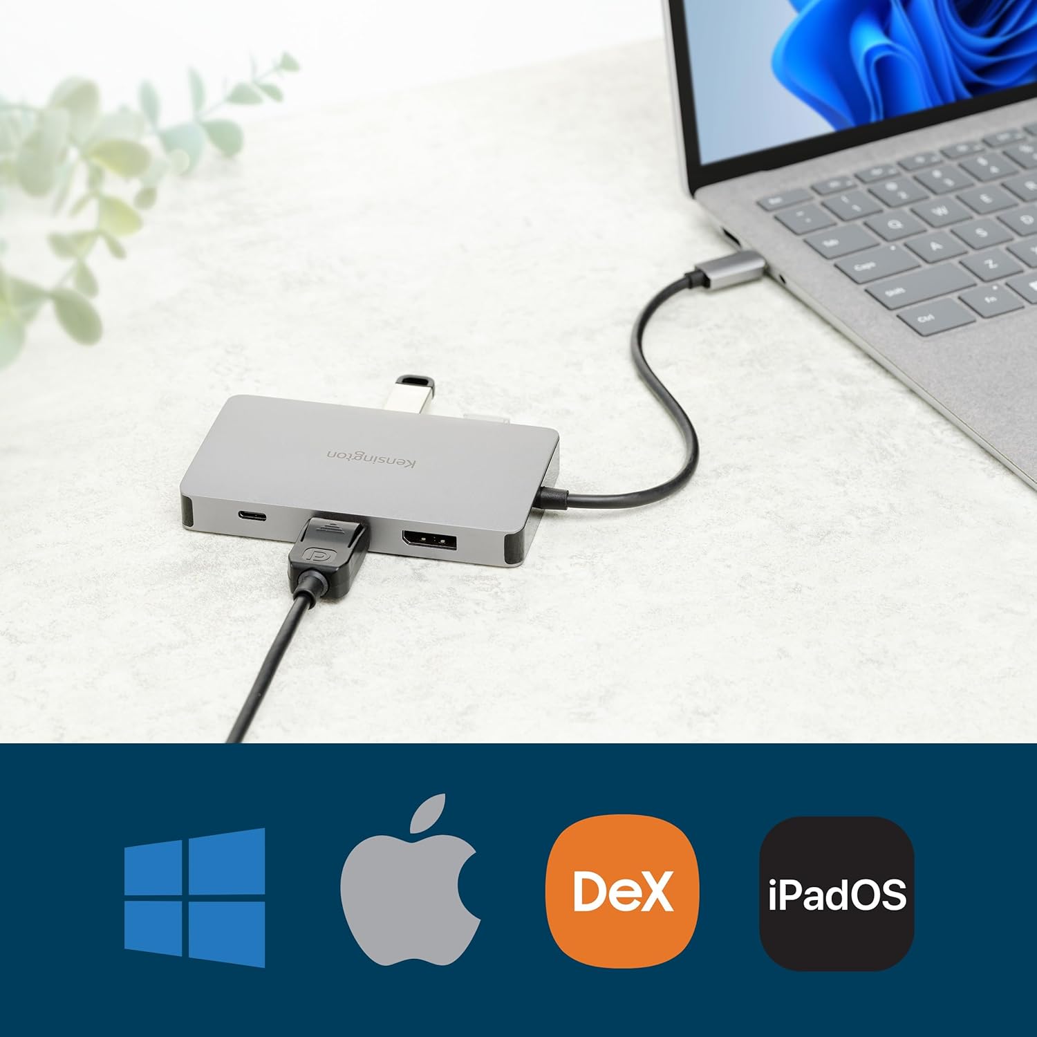 Kensington UH1450P Dual 4K Monitor USB Type C Hub, Laptop Docking Stations with Dual 1.4++ DisplayPort Ports