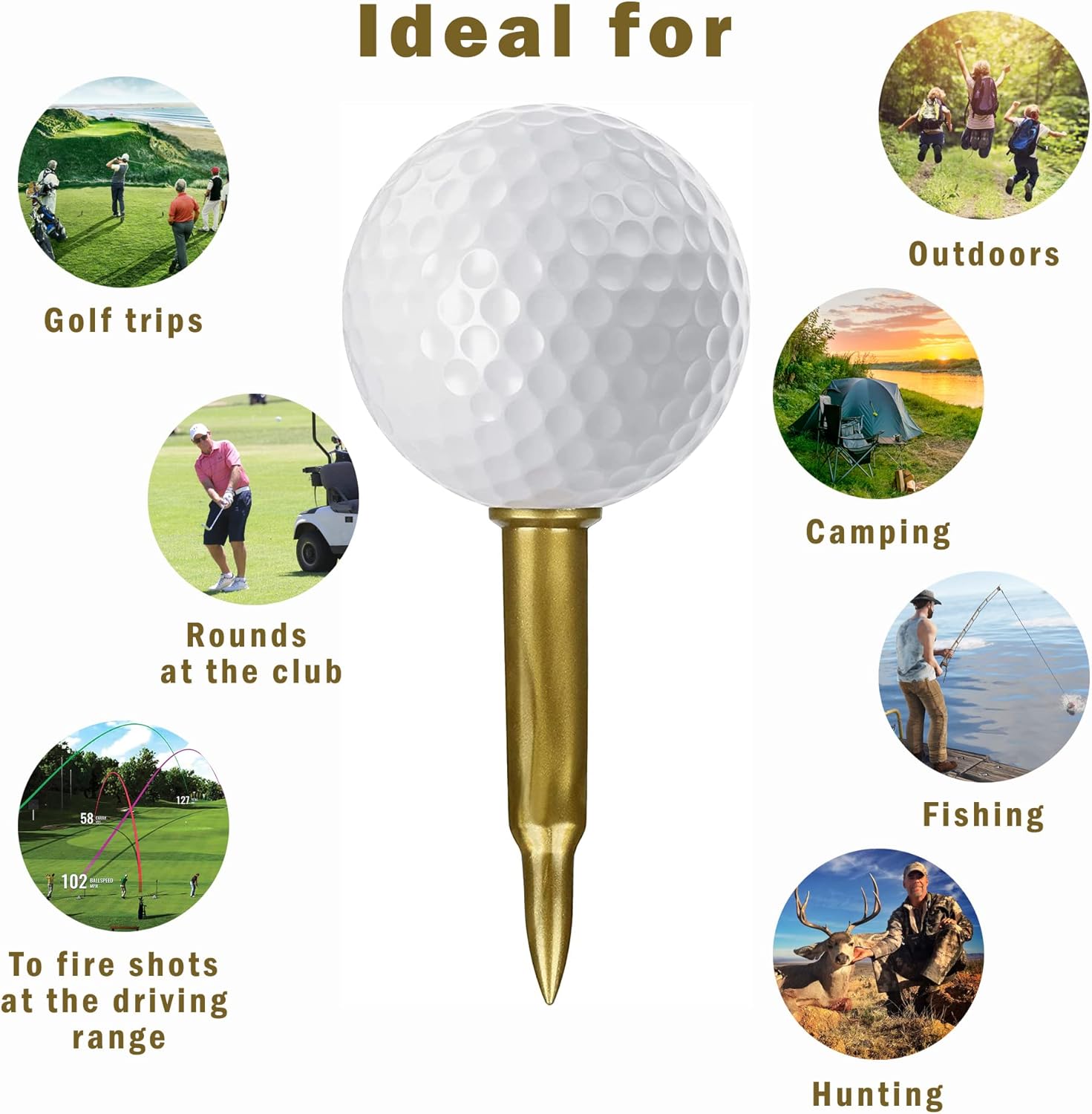 Caliber Gourmet Bullet Shaped Tactical Golf Tees System, Pack of 50 – Professional Golf Gifts for Men, Unique Christmas Gift