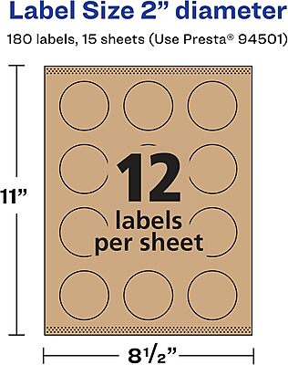 AVERY Round Labels with Sure Feed Technology, 2\" Diameter