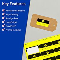 Avery Printable Rectangle Labels, Sure Feed Technology, 3/4" x 2-1/4", Neon Yellow, 300 Count