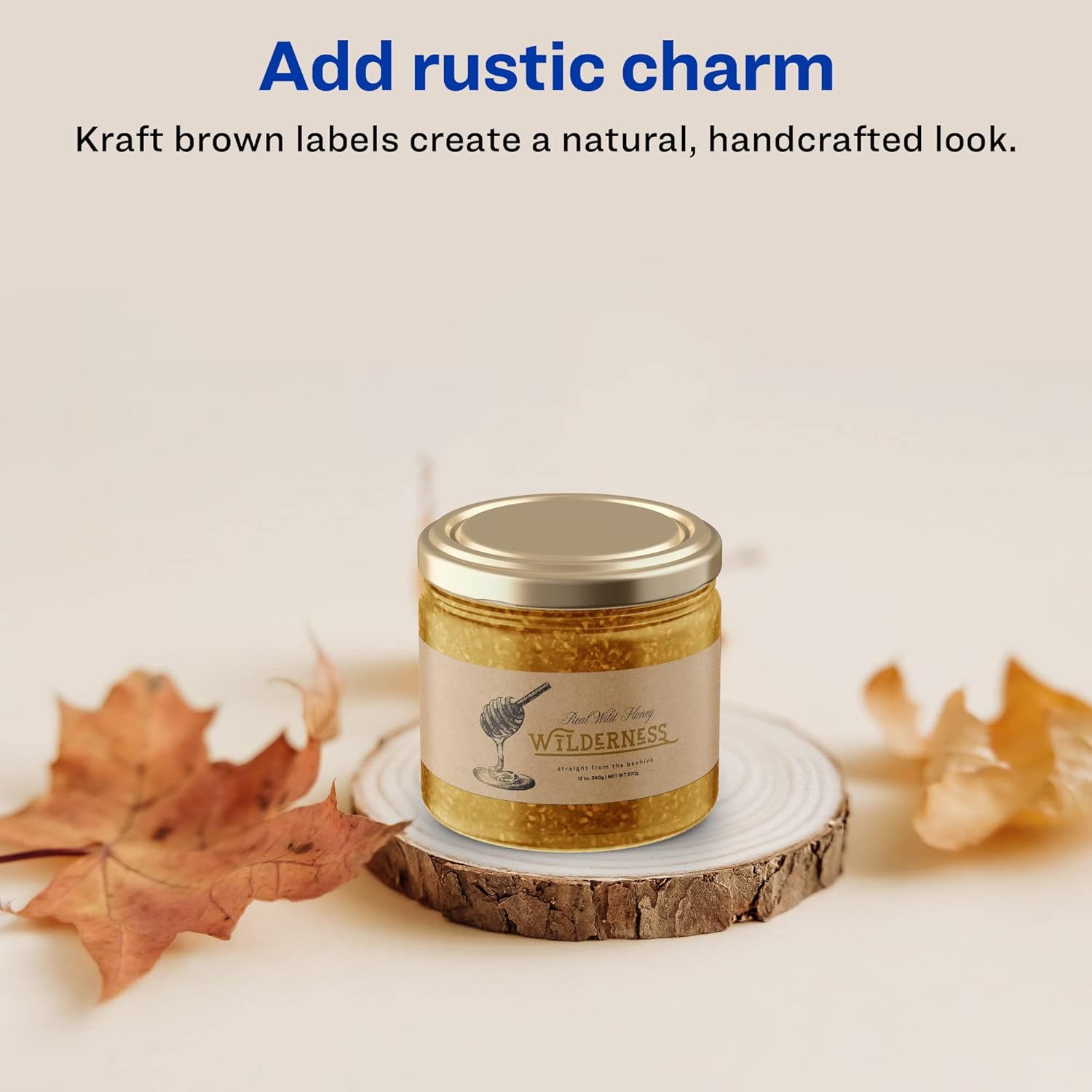 Avery Kraft Brown Rectangle Labels, Sure Feed Technology, 2" x 7", 60 Kraft Brown Labels, Print-to-The-Edge