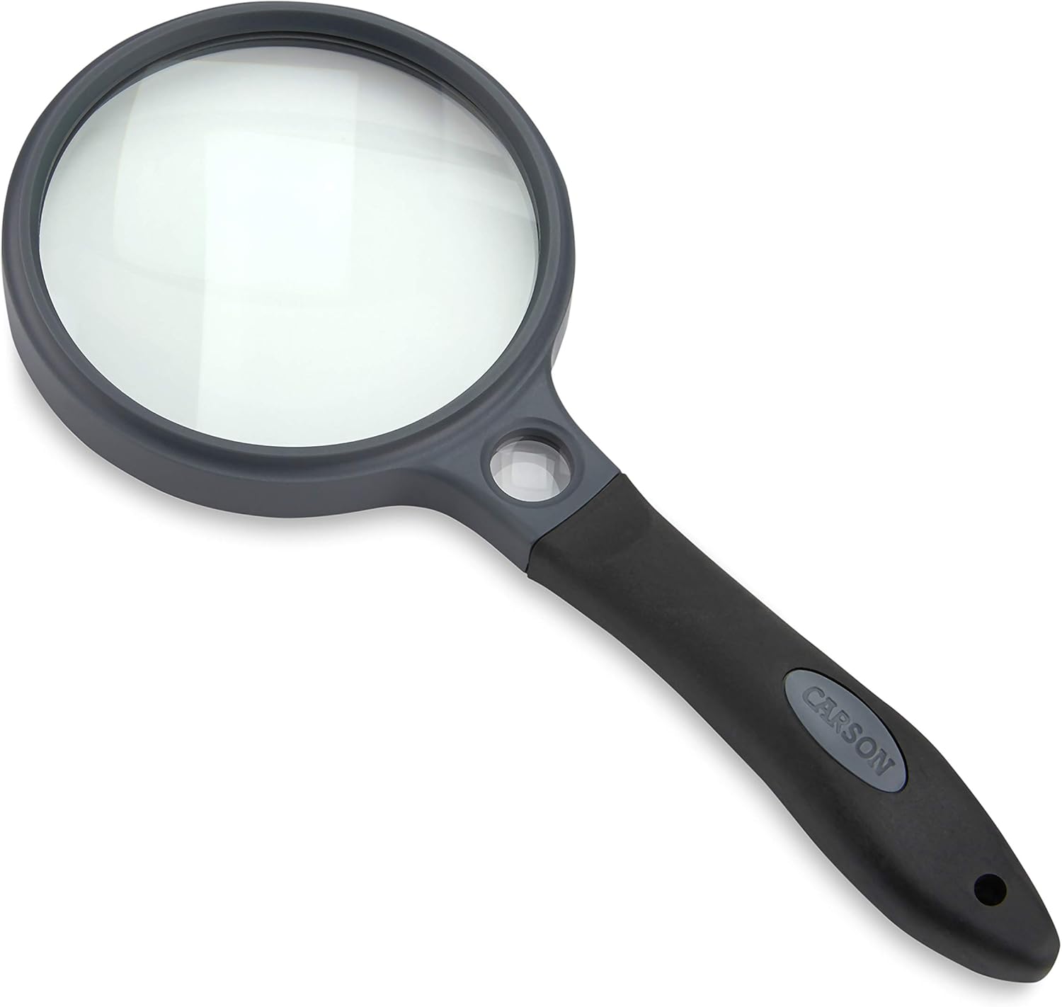 Carson® SureGrip 2x Soft-Grip Glass Magnifier with 10x Spot Lens (SG-10) 3.25" Round (SG-10)