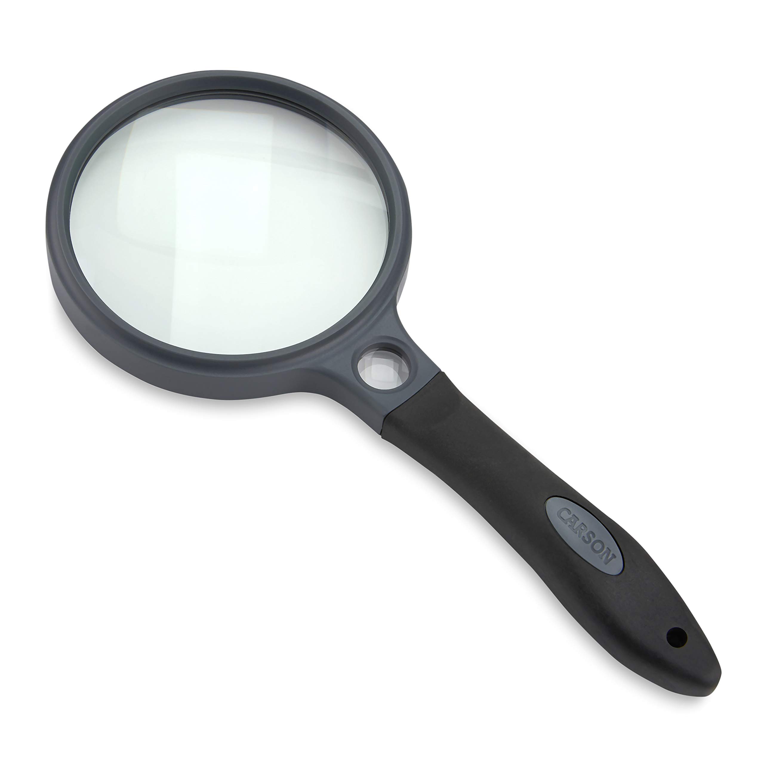 Carson® SureGrip 2x Soft-Grip Glass Magnifier with 10x Spot Lens (SG-10) 3.25" Round (SG-10)