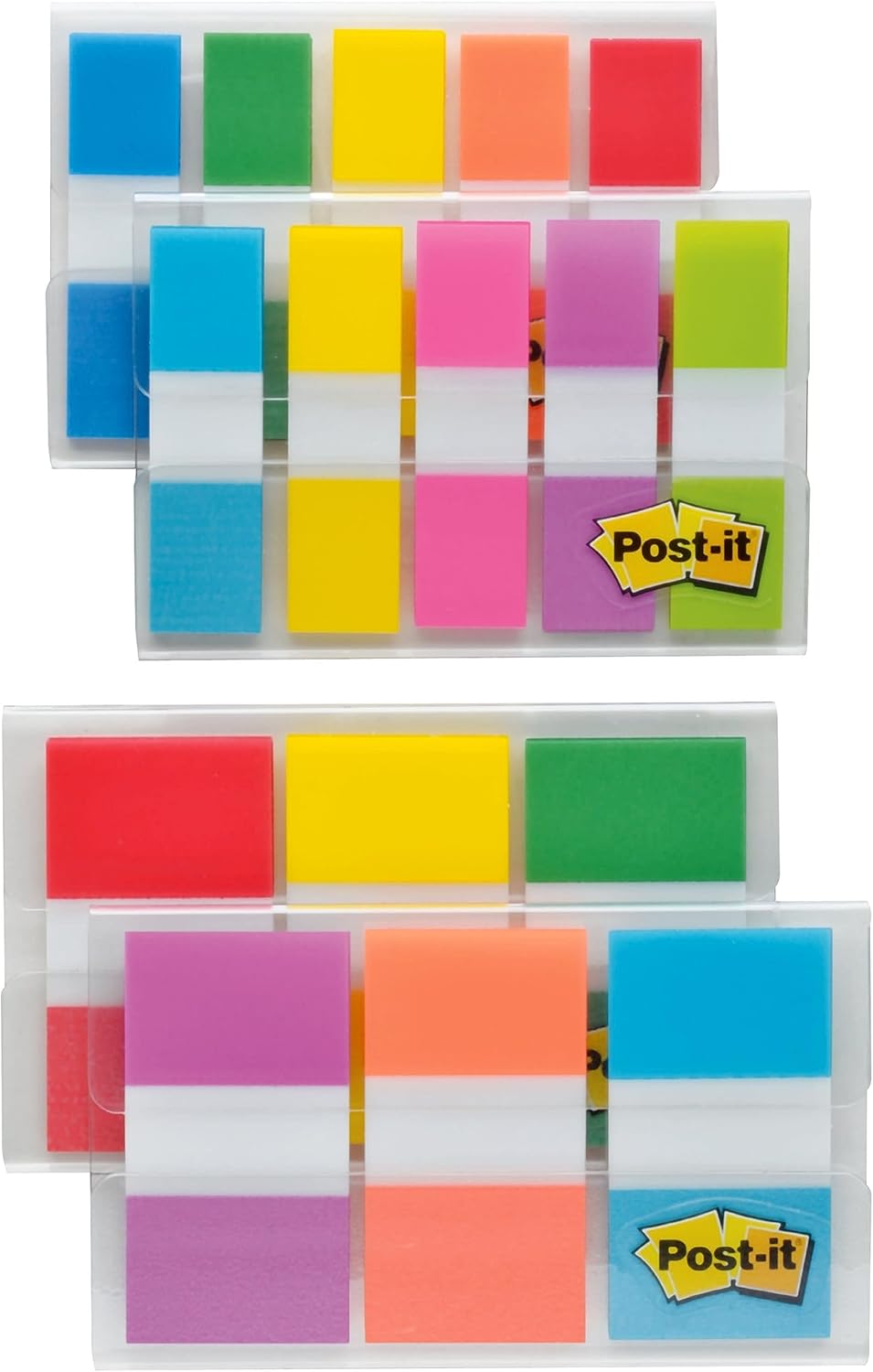 Post-it Flags Combo Pack, 4 On-The-Go Dispensers/Pack, 120 .94 in Wide and 200 .47 in Wide Flags