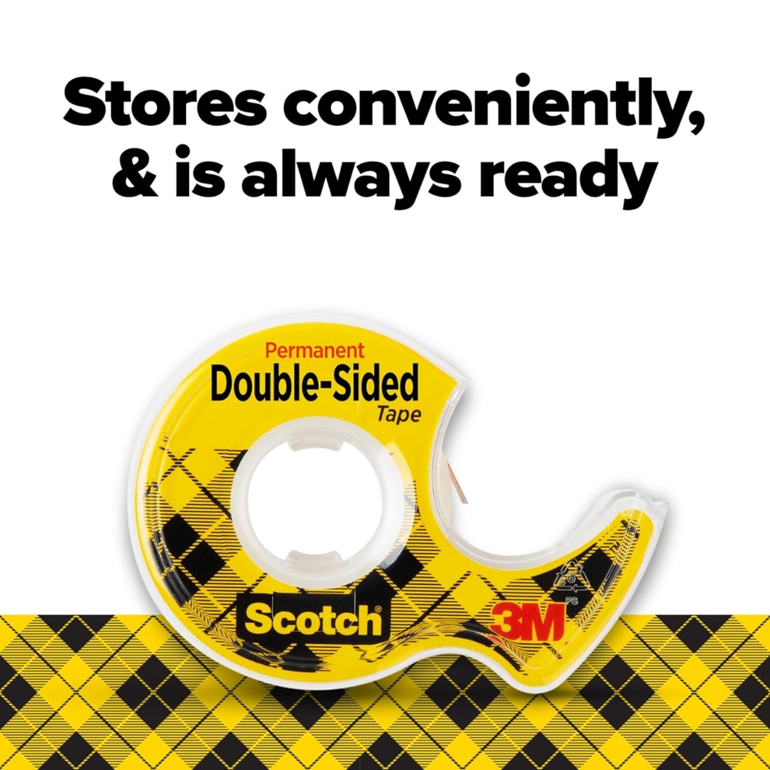 SCOTCH Double-Sided Permanent Tape, 1/2 in, with Dispensers