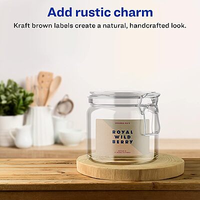 Avery Kraft Brown Rectangle Labels, Sure Feed Technology, 2" x 3", 120 Kraft Brown Labels, Print-to-The-Edge, Laser/Inkjet Printable 120 labels