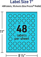 Avery Printable Starburst Labels, Sure Feed Technology, 1", Bright Blue Labels, Print-to-The-Edge, Laser/Inkjet, 480 Total, Great for Mailing Seals and Planner Stickers 480 labels