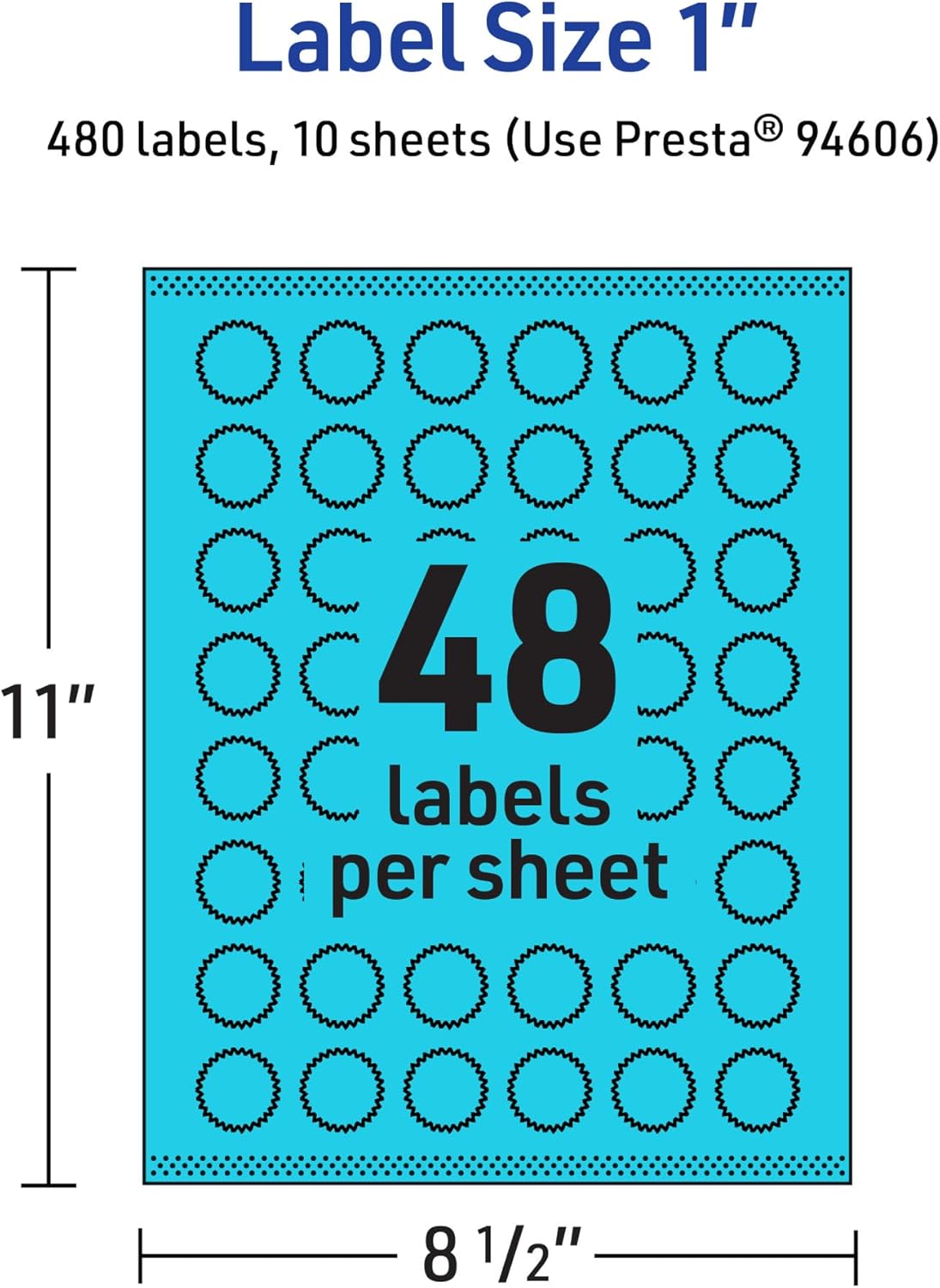 Avery Printable Starburst Labels, Sure Feed Technology, 1", Bright Blue Labels, Print-to-The-Edge, Laser/Inkjet, 480 Total