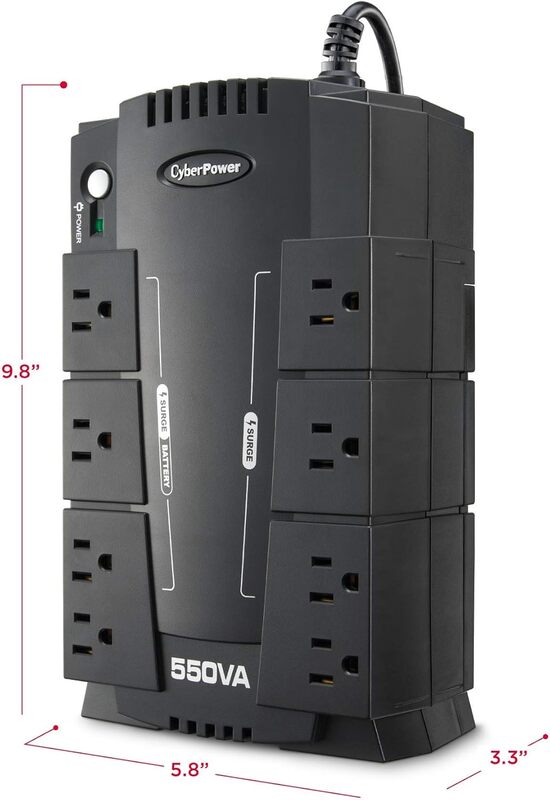 CyberPower CP550SLG Standby UPS Battery Backup and Surge Protector, 550VA/330W, 8 Outlets, Compact, UL Certified
