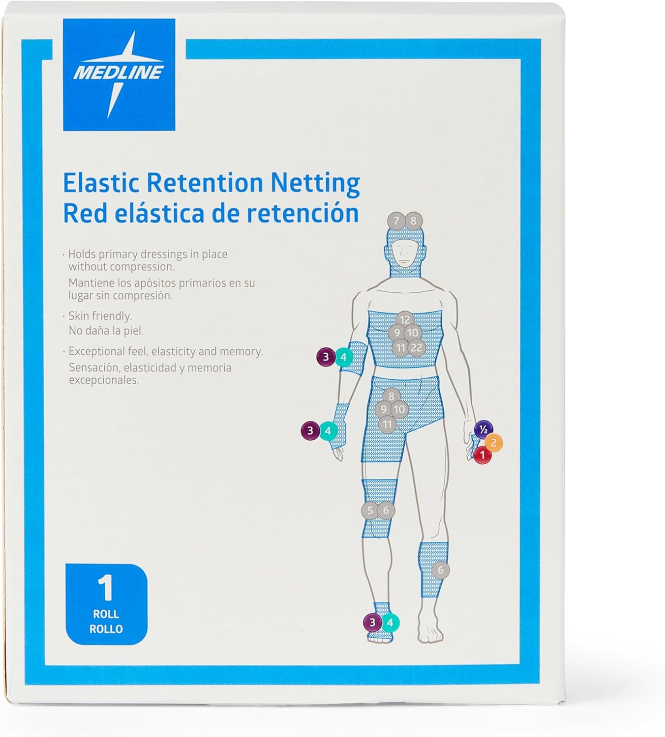 Medline Stretch Tubular Elastic Dressing Retention Net, Size 2, (7" x 25 yds), Ideal for Wound Care, Single Pack
