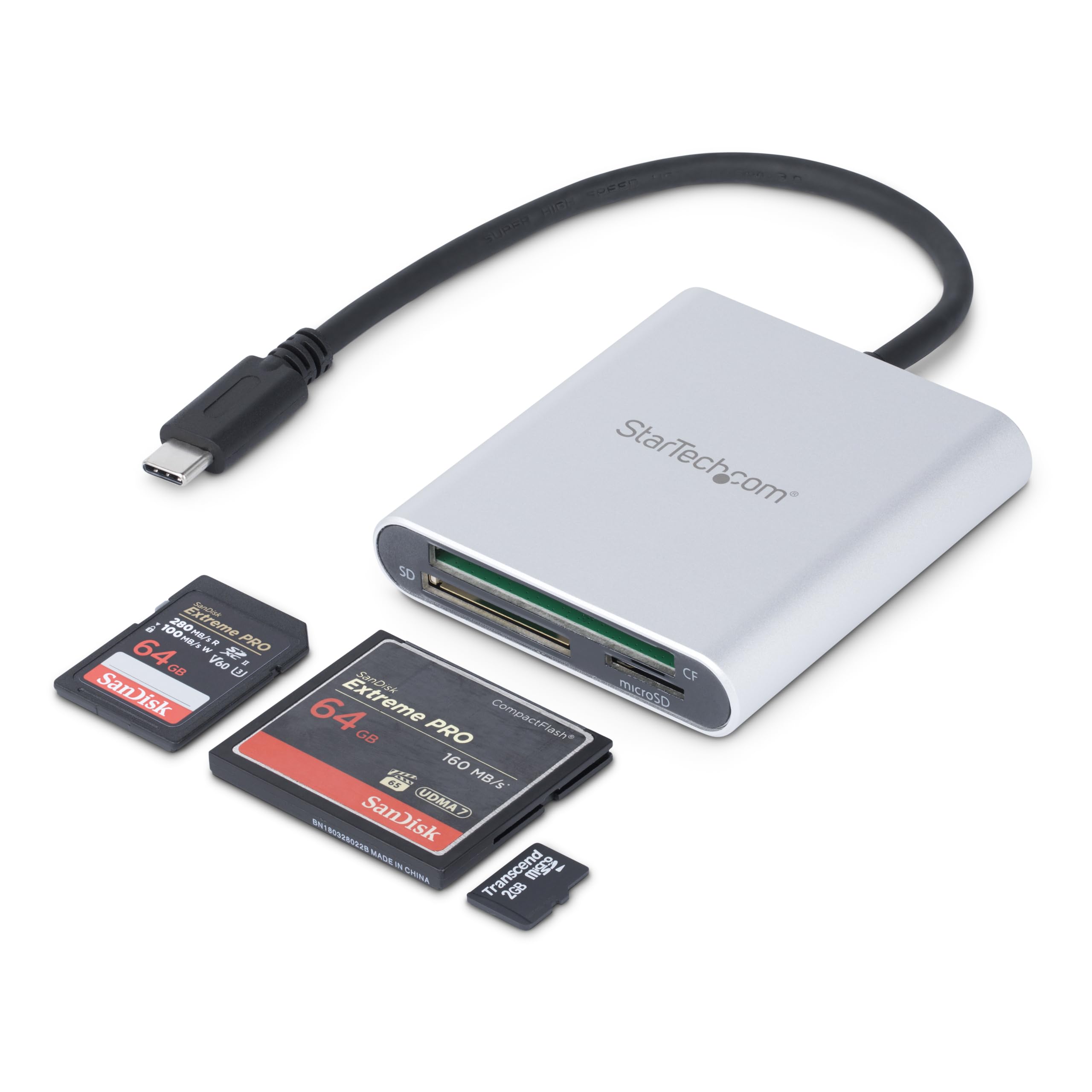 StarTech.com USB 3.0 Flash Memory Multi-Card Reader/Writer with USB-C - SD microSD and CompactFlash Card Reader w