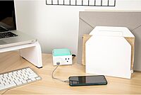 Bostitch Office Konnect Power Hub, Two Outlets Charging Station for Desktop, Shallow Tray Top, White