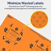 Avery Printable Hexagon Labels, Sure Feed Technology, 2-1/2" x 2-57/64", Bright Orange, Print-to-The-Edge